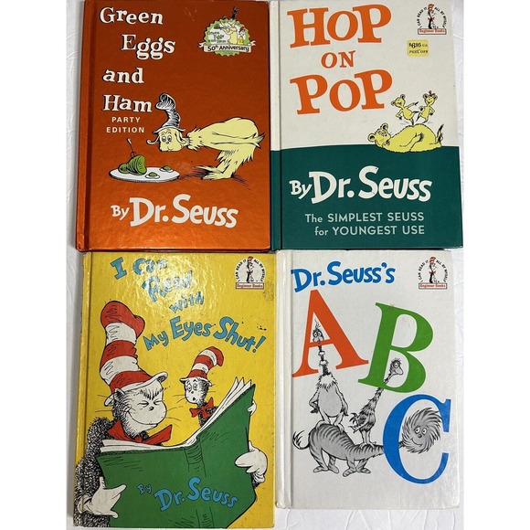 Lot of 4 Dr Seuss Books Green‎ Eggs & Ham Hop on Pop ABC VTG 60. 70’s - Picture 2 of 11